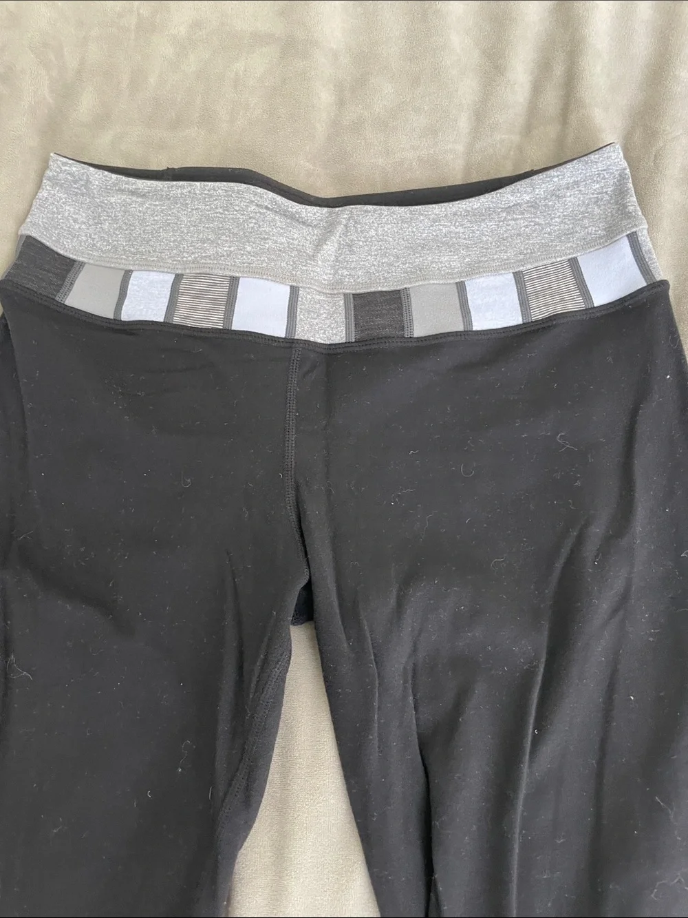 lululemon athletica Black Flare Leggings with Gray Waistband